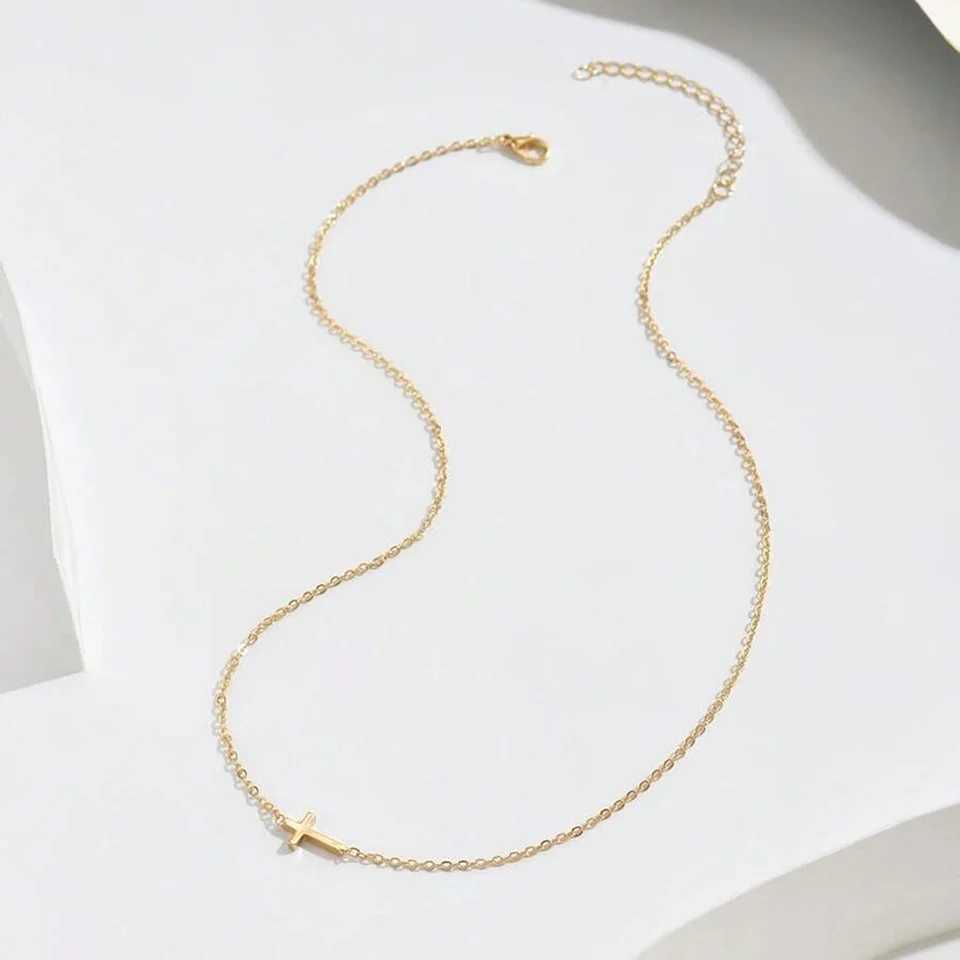 DGIDDK Stainless Steel Delicate Vintage Cross Pendant Necklace Simple Fashion Faith For Women Jewelry Daily Commuter With W250616