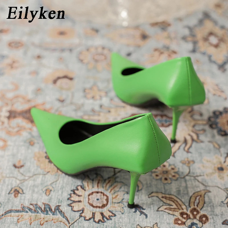 Eiyken SexyGreen Thin High Heels Pumps Women Pointed Toe Slip On Shoes Elegant Prom Wedding Stripper Ladies Sandals 250614