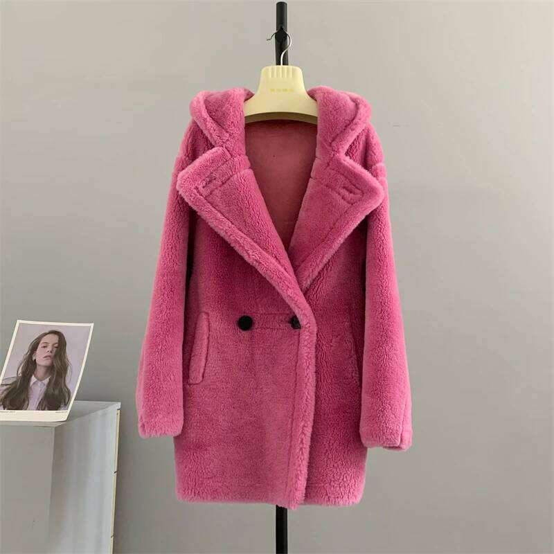 New Women's Teddy Jacket Hooded Winter Plush Coat Faux Fur Female Outwear Oversize Wool Blends Autumn Quilted Parka Women