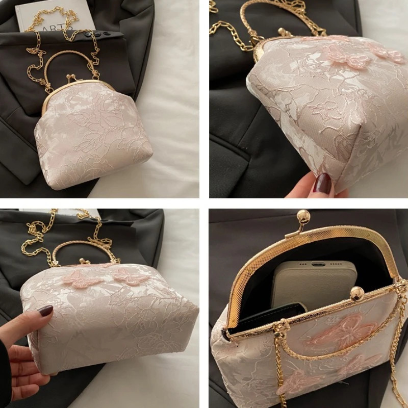 Chinese Style Butterfly Embroidery Womens Shoulder Bags Dinner Party Ladies Chain Crossbody Bag Elegant Simple Female Handbags 250614