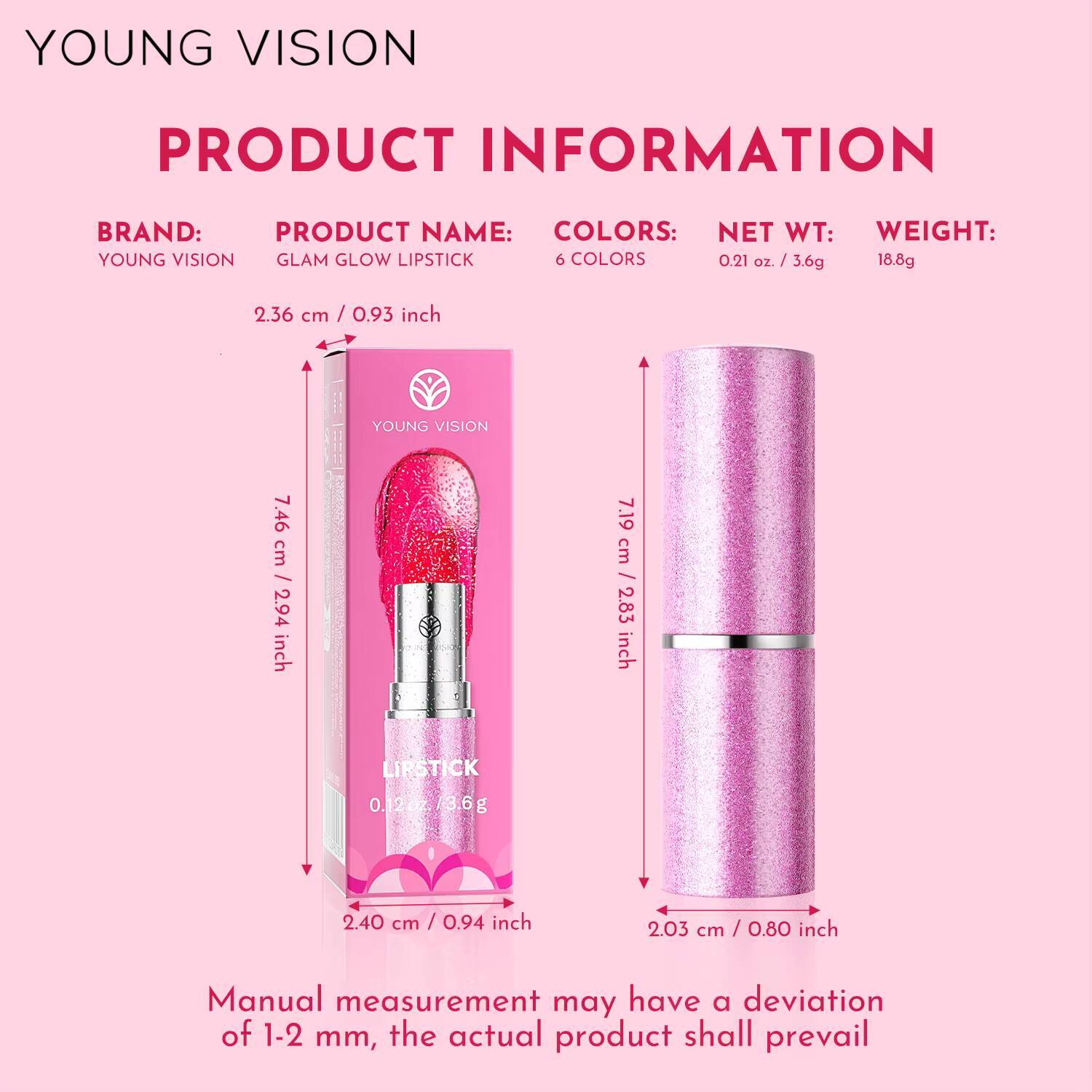 YOUNG VISION 6 colors available pearl with flash is not easy to fall temperature change lipstick color eye shadow happy