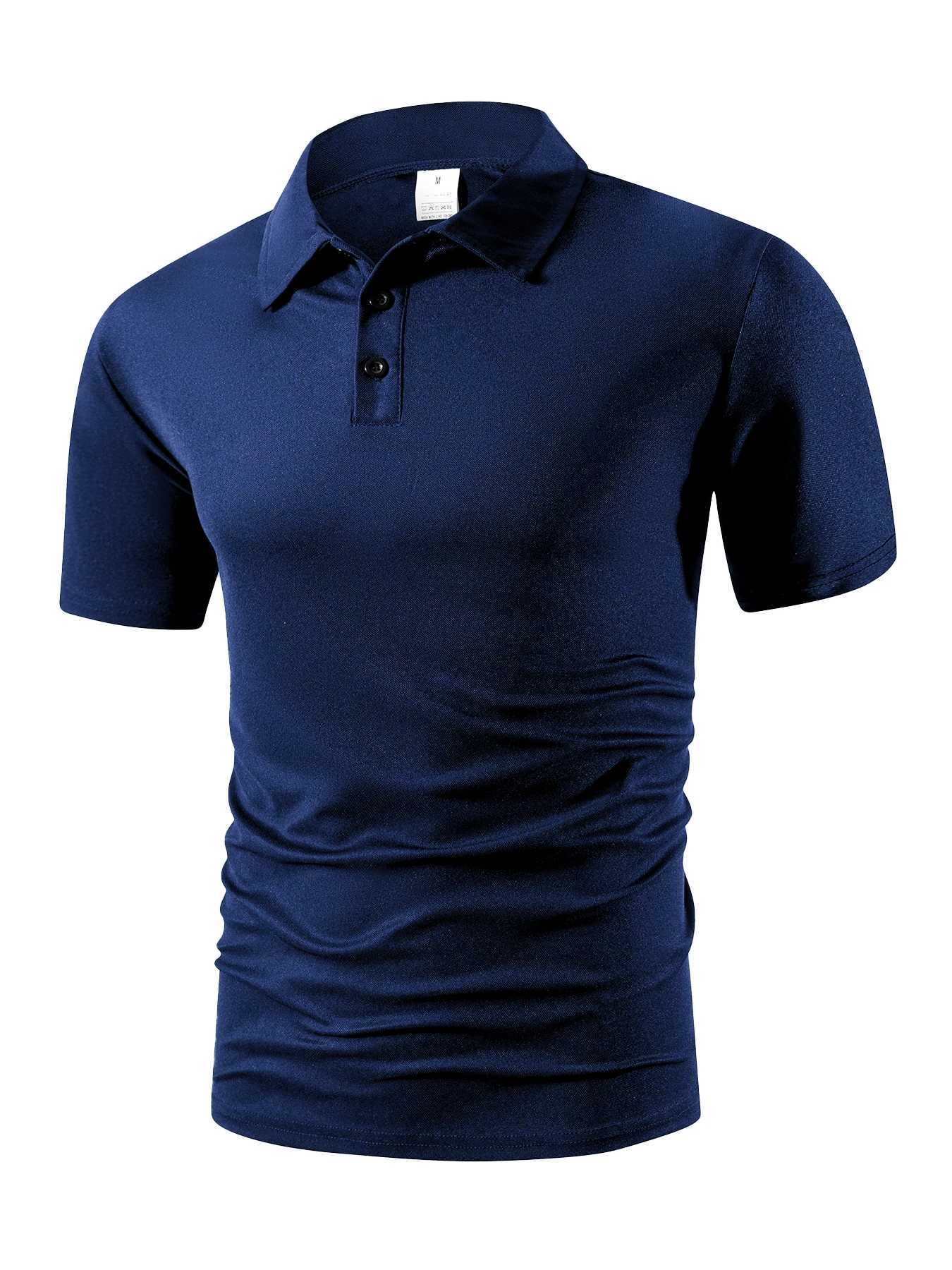 Summer Mens Short Sleeve Polo Shirt Solid Color Button T-shirts Lightweight Lapel Streetwear Men Breathable Basic Polo Shirt W250616