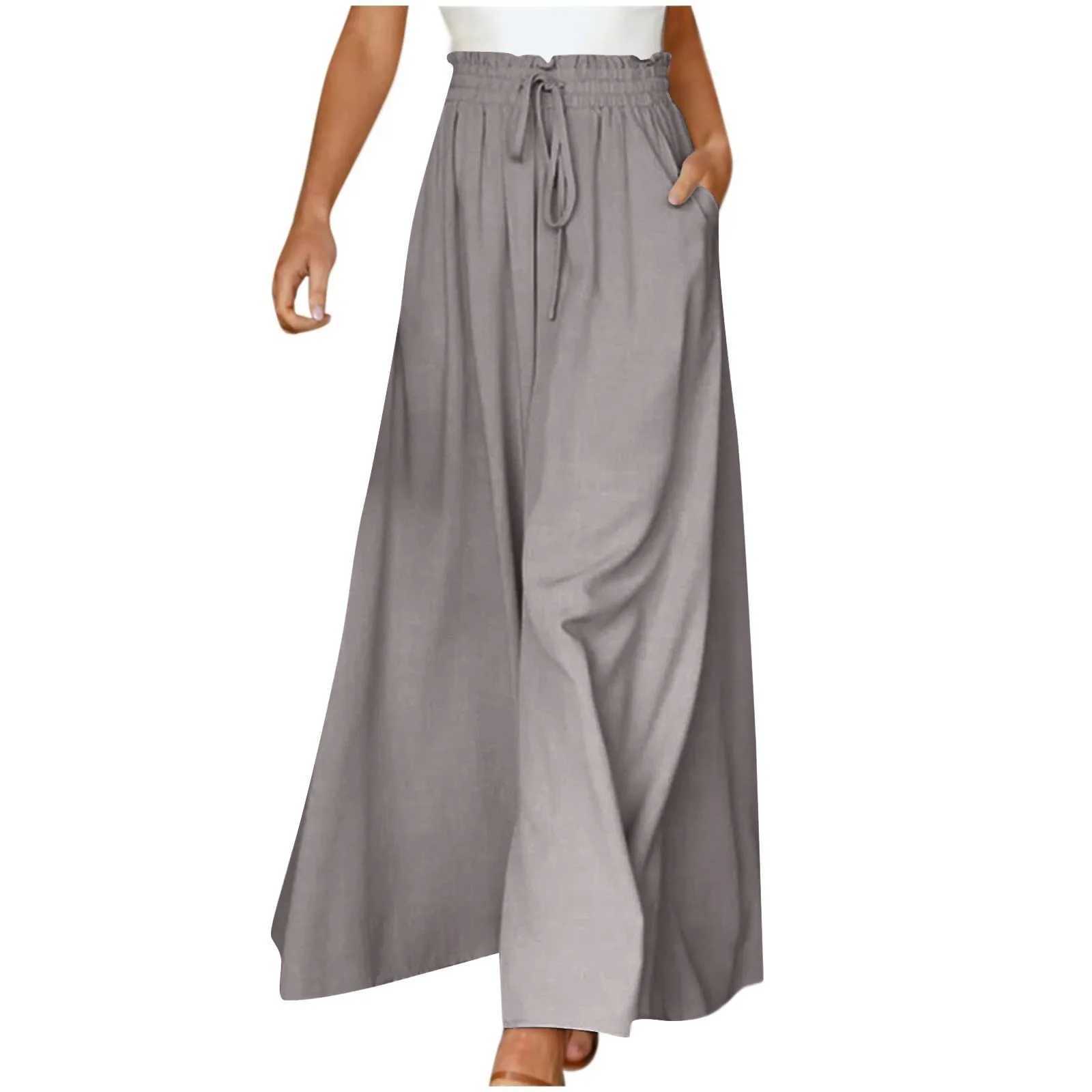 Fashionable high waisted wide leg pants for women summer Loose and comfortable Solid Color Trousers Wide Elastic Belt sweatpants XJ250616