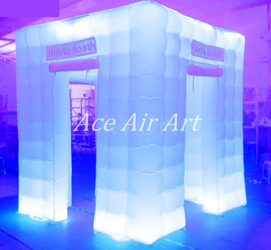 High quality Wholesale The Selfie Portable Inflatable Photo booth Cabin with Full LED Around Cube Photobooth For advertising