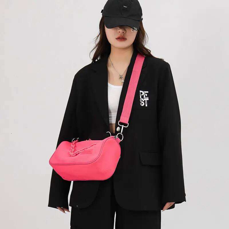 Women New Summer Nylon Bucket Solid Zipper Soft Chains Shoulder Handbag Pures And Bags Crossbody Girls Bag