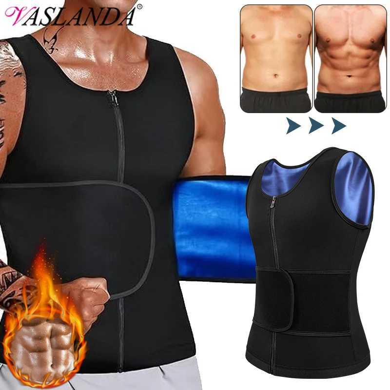Men Body Shaper Sauna Sweat Vest Workout Tank Top Abdomen Reducer Waist Trainer Belly Slimming Shapewear with Zipper Weight Loss W250616