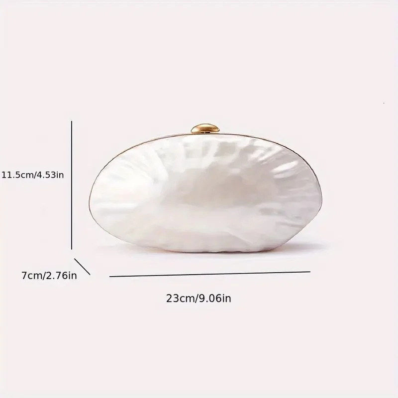 Luxury Shell Clutch Bag Acrylic Pearl White Frame Purse Women Wedding Wallet Female Evening Party Cute Ivory Lady Pro Handbag 250614