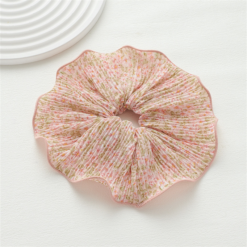 Elegant large intestinal circles advanced sense of broken flowers ruffled hair band tie ponytail headband leather band head flower hair accessories