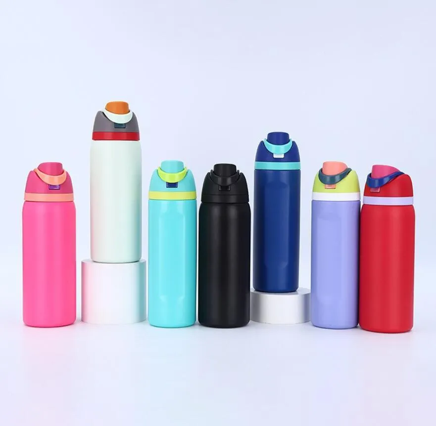 DHL Mugs New 24oz 32oz Insulated Stainless Steel Water Bottle with Flip Straw Portable BPA-Free Outdoor Sports Water Bottle Handheld Coffee Cup 0616
