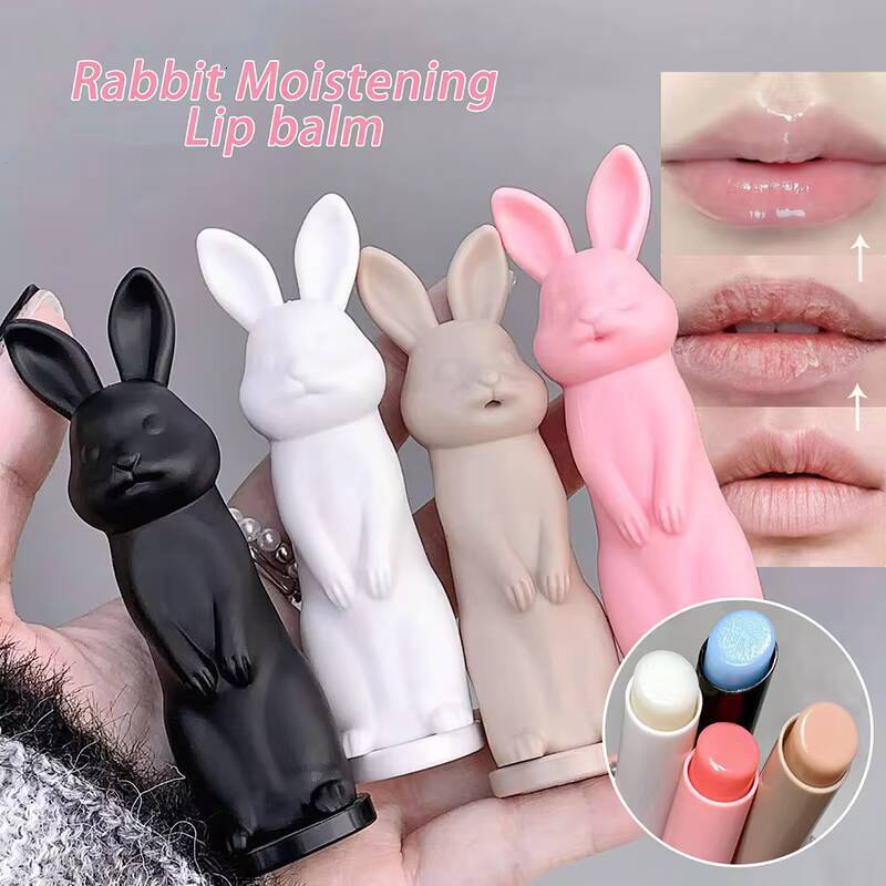 Rabbit Black Balm Gloss Not Dryness Peach Transparent Lip Tint Moisturizing Lips Makeup Base Children's Lipsticks For Girls happy