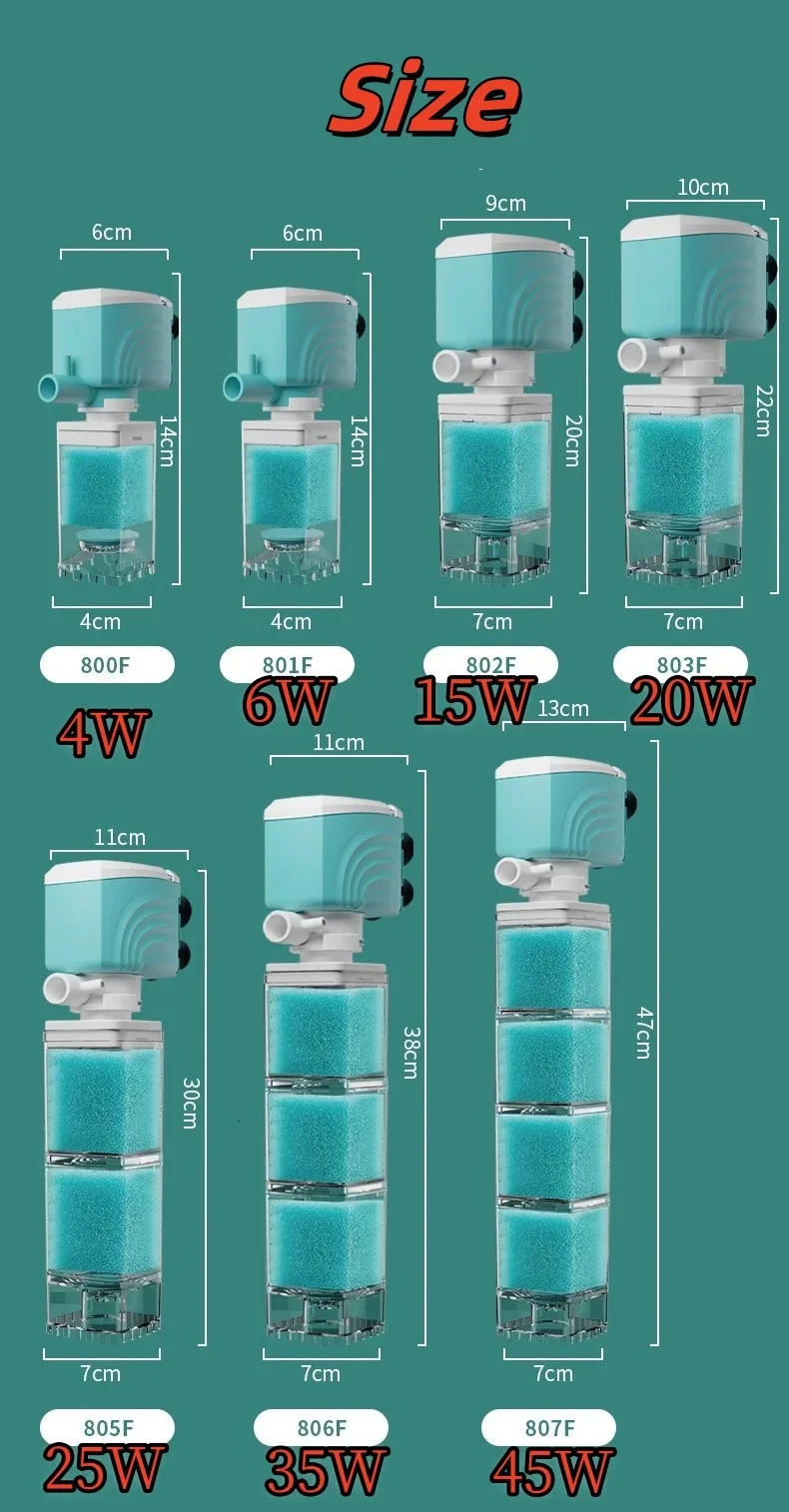 Sponge Filter Aquarium Internal Filter Water Purification Multi-functional Fish Tank Water Pump Wave Make Stool Sucker Air Pump 250613