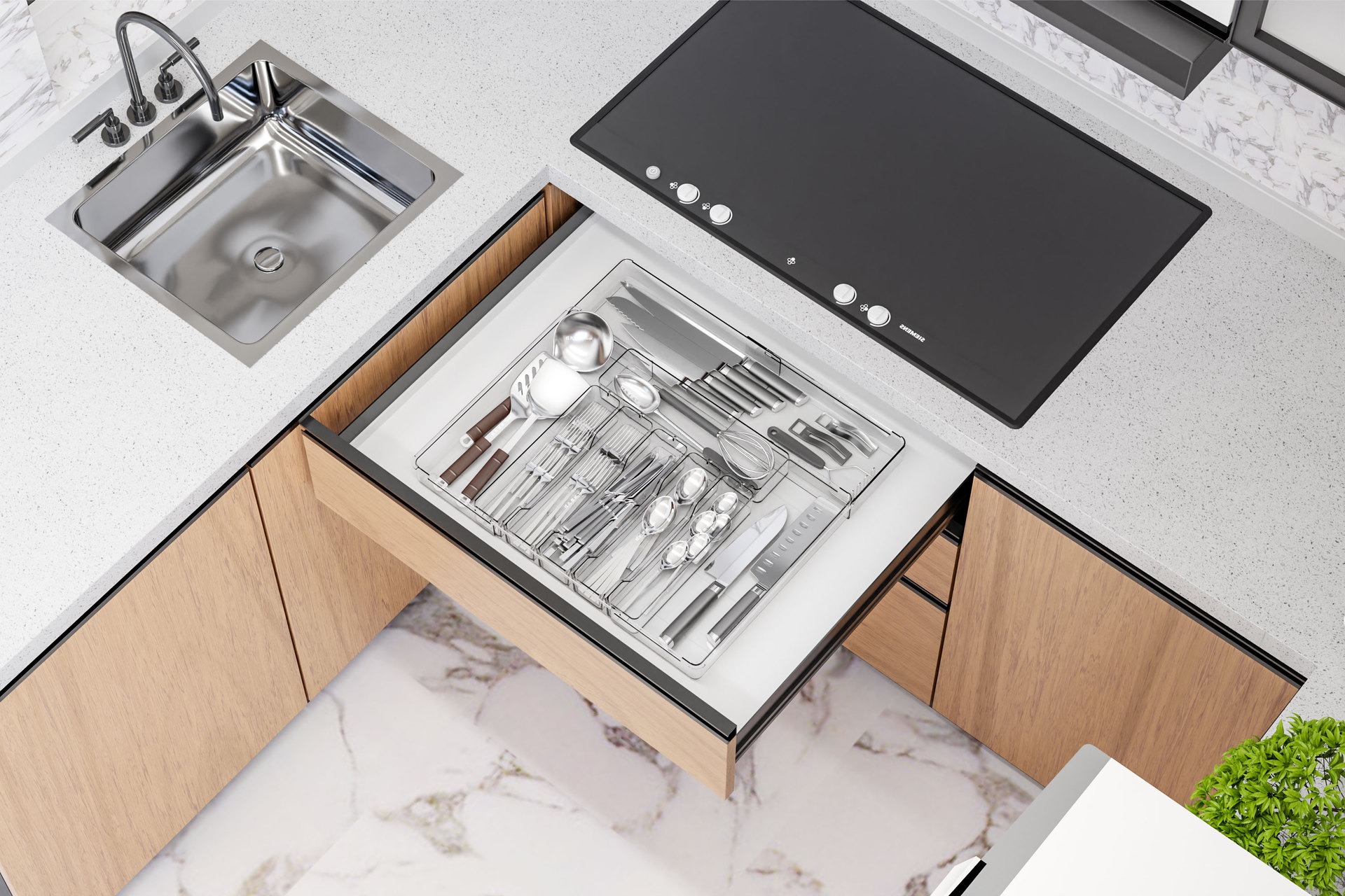 icedog Silverware Organizer for Kitchen Drawer Expandable Knives Spoons Cutlery Storage Solution Multipurpose Drawer Organizer (Fits Standard 12.6&quo