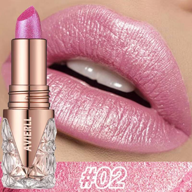10 Colors Fine Glitter Quicksand Gold Lipstick Moisturizing Silky Pearlescent Lip Tint Long-lasting Sexy Lips Makeup happy