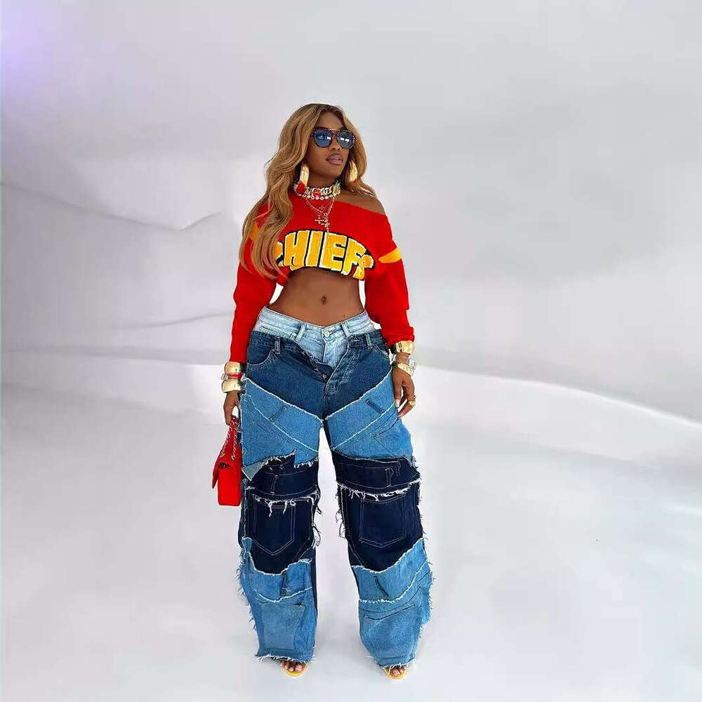 Autumn New Casual Street Letter Color-Block Fashion Knit Hot Girl Crop Top B5