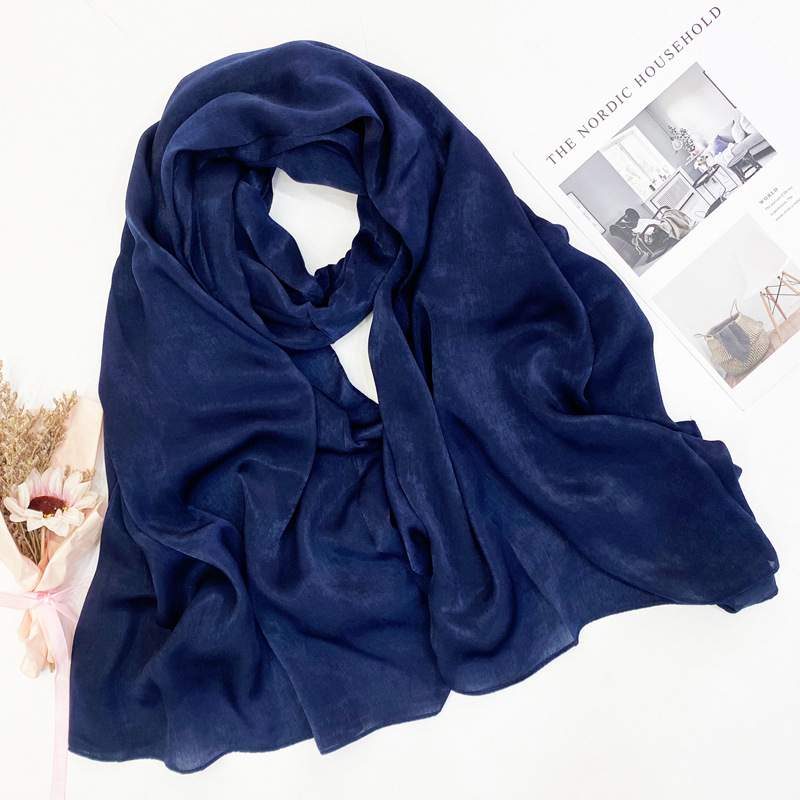 K1041 Summer sunscreen silk scarf women's solid color long ins mulberry silk high-grade silk scarf medium-length shawl spring and autumn gift