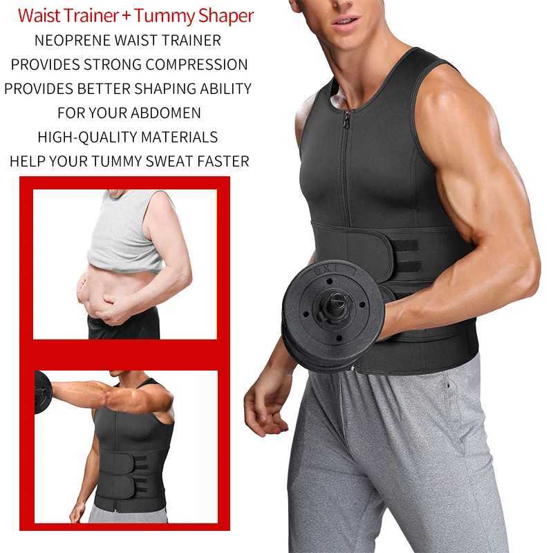 Men Waist Trainer Sauna Vest Fitness Corset Abdomen Slimming Body Shaper Belly Reducing Shapewear Burn Fat Shirt Trimmer Belt W250616