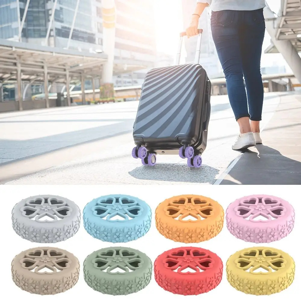 8Pcs Luggage Wheels Protector Rings Silicone Accessories Cover For Most Reduce Noise Travel Luggage 250616
