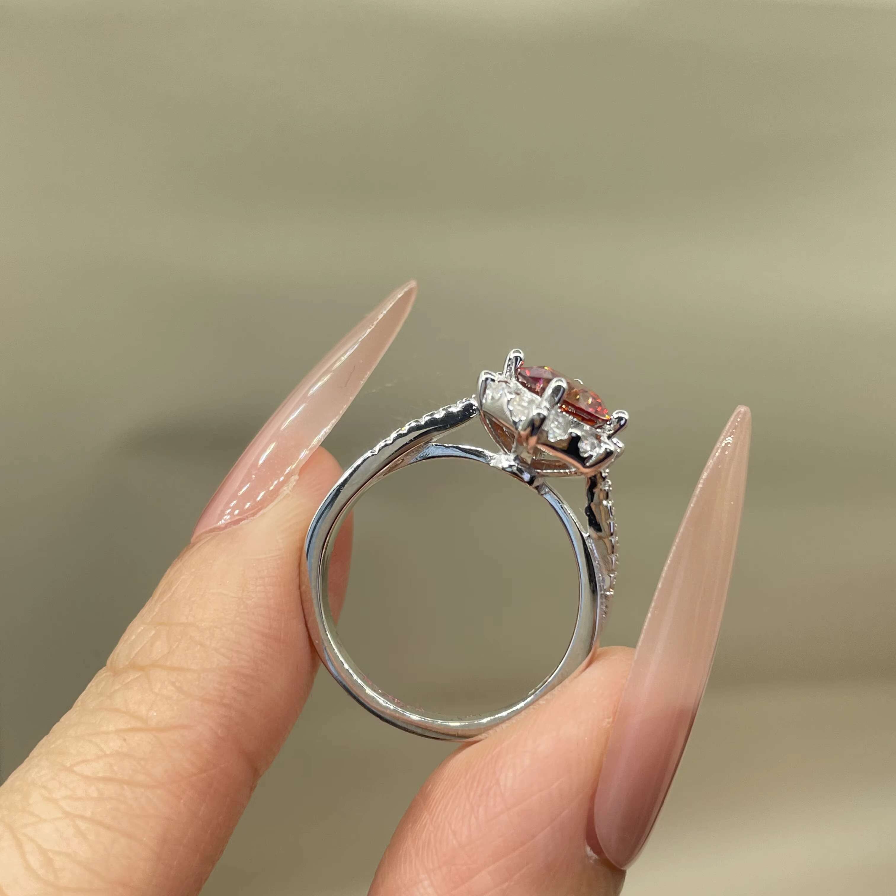 Luxury Black Pink Moissanite Diamond Wedding Rings for Women VVS 1 Carats D Color Snowflake Shape 925 Silver for Engagement