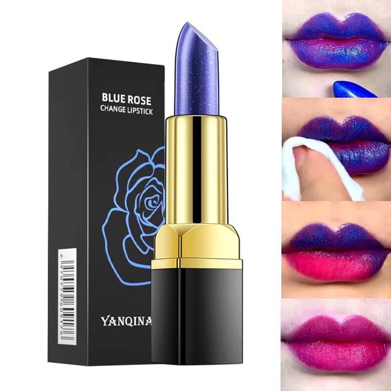 Temperature Color Change Shimmer Lipstick Blue Changed Into Pink Stain Gloss Moisturizing Lip Balm Tint Makeup happy