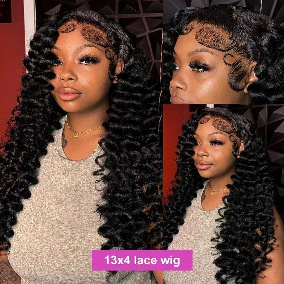 Loose 13x6 HD Frontal 30 40Inch 13x4 Lace Front Human Hair Brazilian Deep Wave 250 220 Density Water Curly Wig