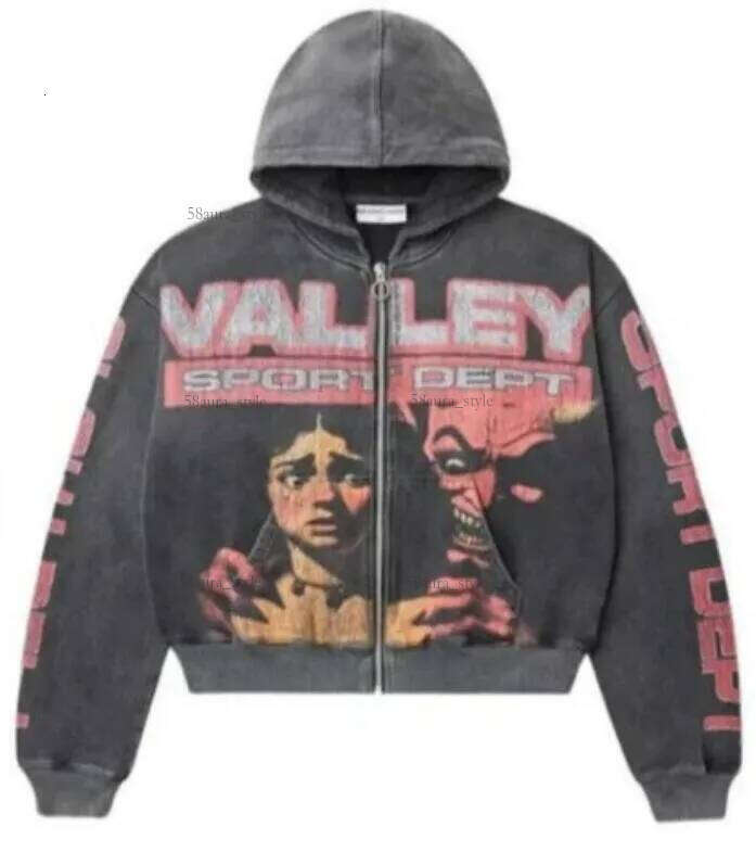 valley hoodie Men's Hoodies Harajuku Washing Trend Brand Sweatshirts Valley Streetwear Oversized Hoodie Tracksuit Men Clothing 25f