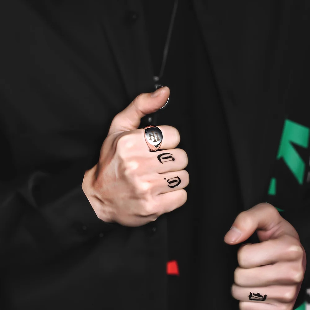 Customized Signet Ring Engrave Name Po Jewelry Stainless Steel Round Men Women For Family Wedding Personalized Gifts 250610