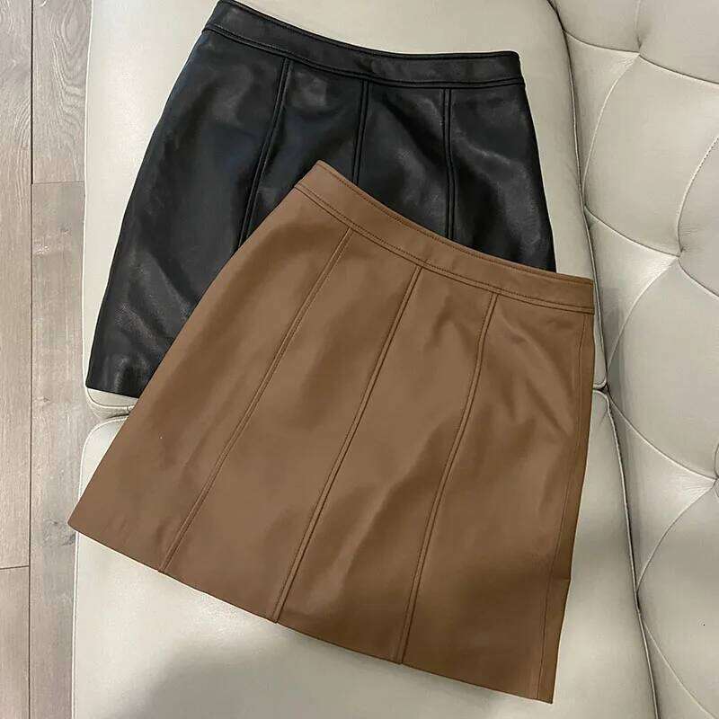 Mini Skirts Sexy Women 2025 New Korean Fashion Genuine Leather Skirt Waist A Line High Quality