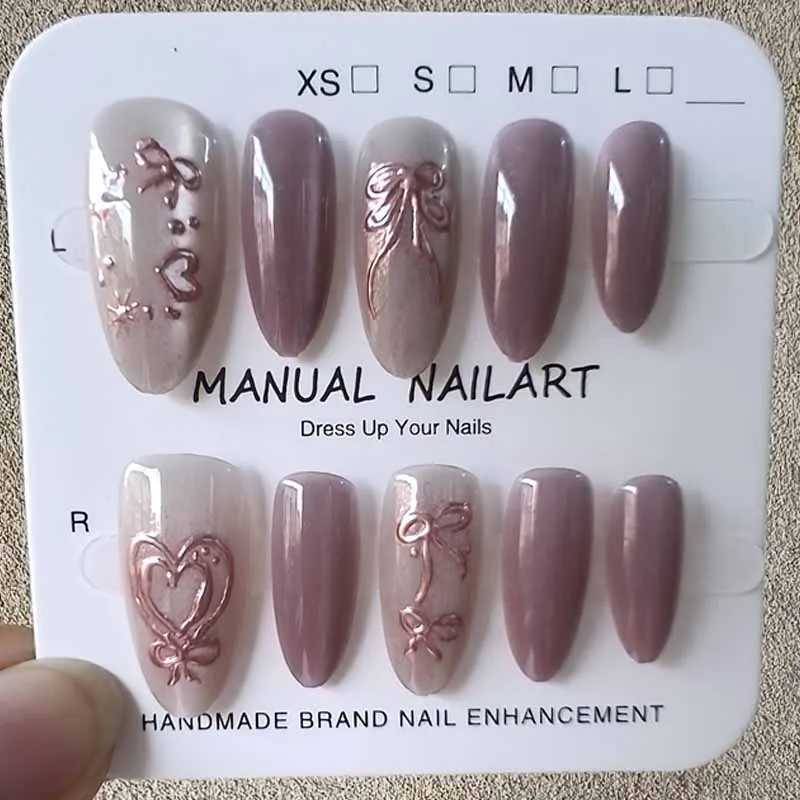 10Pcs 3D Hollow Diamond Grid Irregular Gilded French Style Purple Gemstone Detachable Manicure Nail Patch R250616