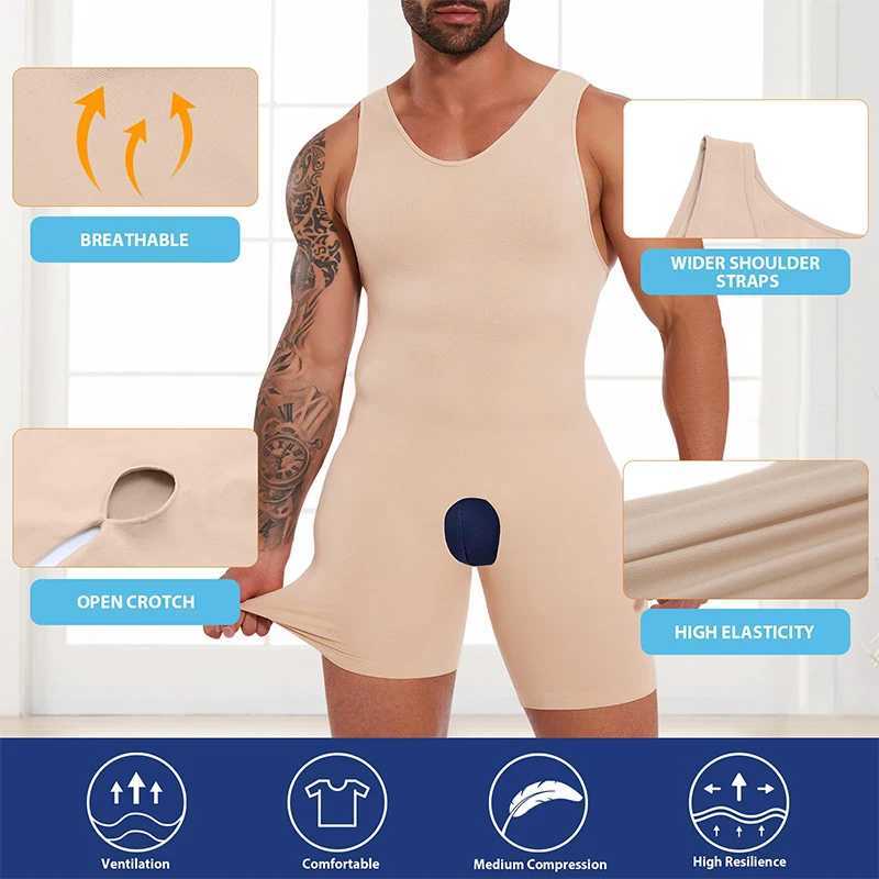 Mens Full Body Shaper Smoothing Compression Bodysuit Waist Trainer Hip Enhancer Tummy Control Underwear Shapewear for Men W250616