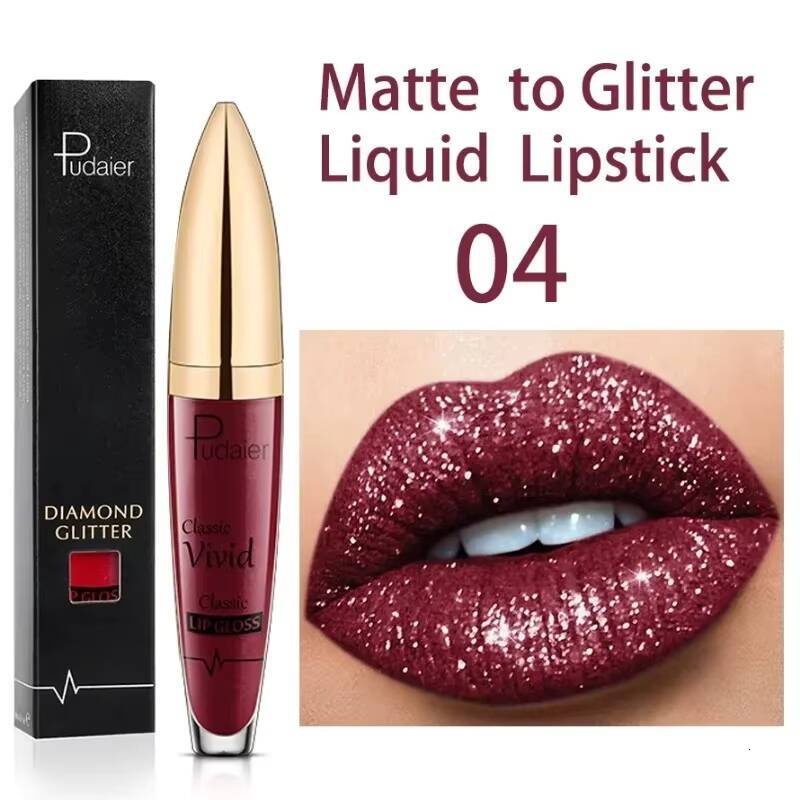 Matte Glitter Liquid Lipsticks Diamond Shiny Gloss Waterproof Long Lasting Pearl Lipgloss Women Lip Tint Makeup Maquillaje happy