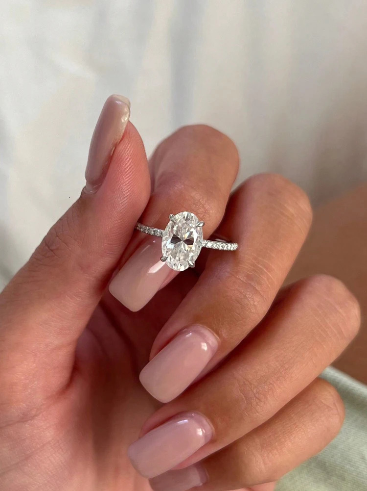 925 Sterling Silver Zirconia Gorgeous Shiny 1-5CT Oval Stone Ring For Women Engagement Wedding High Quality Fine Jewelry 250610