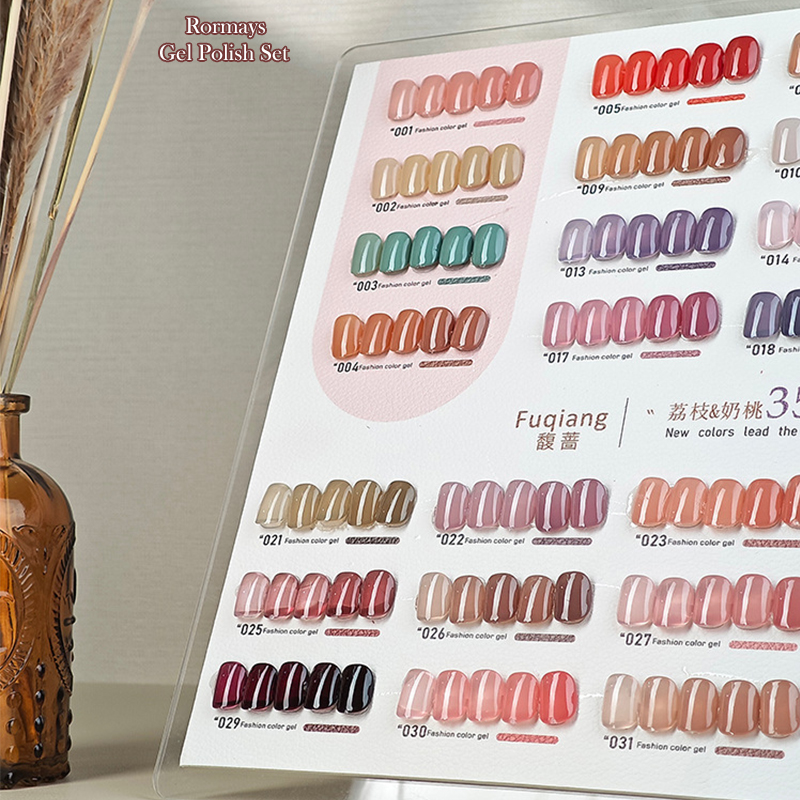 Roramys Spring Summer Frozen Gel 35PCS Nail Polish Kit,Color Card,Transparent Nail Art Nail Polish,Immersive UV LED Base Paint Nail Paint Wholesale Fa