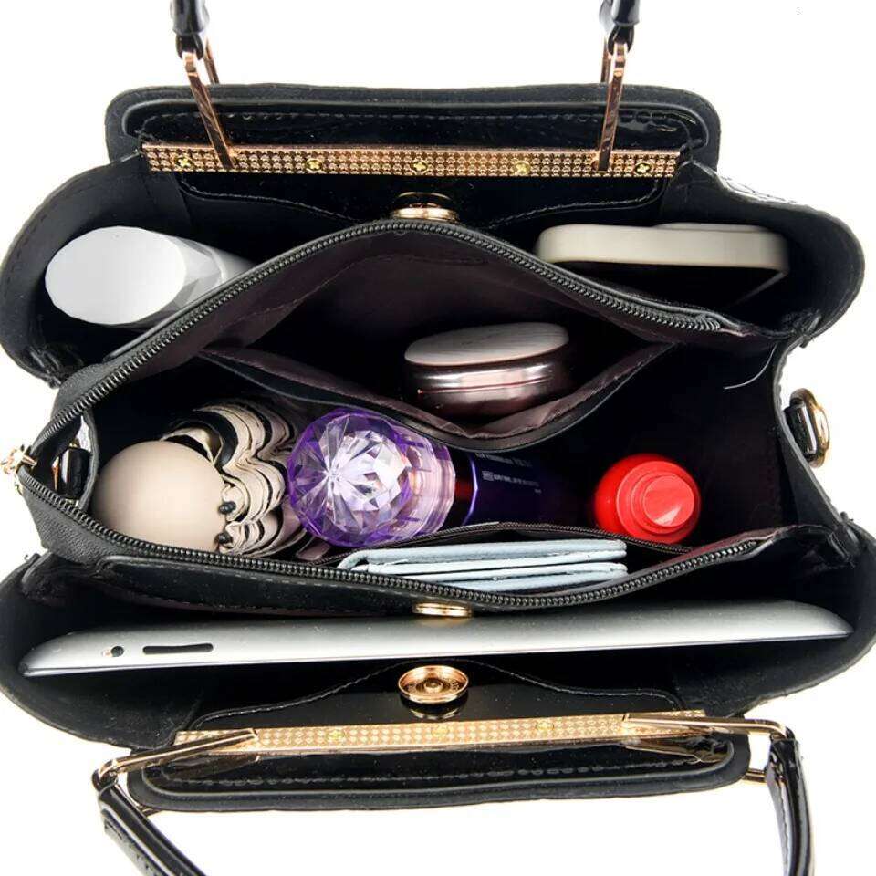 Patent Leather Crossbody Bags For Women Brand Designer Tote Handbag Large Capacity Three Layers Shoulder Commuting Bag