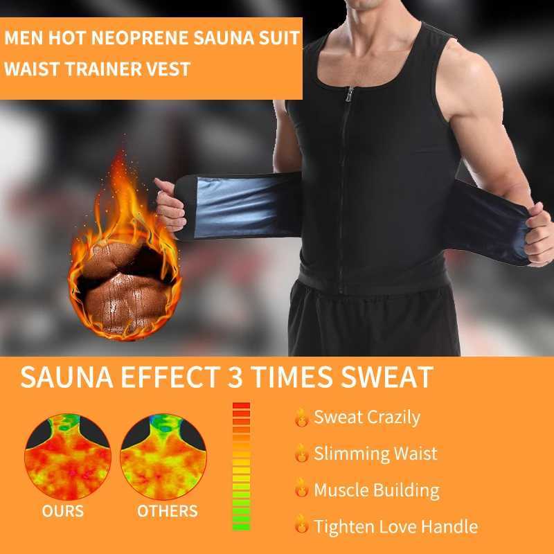 Men Body Shaper Sauna Sweat Vest Workout Tank Top Abdomen Reducer Waist Trainer Belly Slimming Shapewear with Zipper Weight Loss W250616