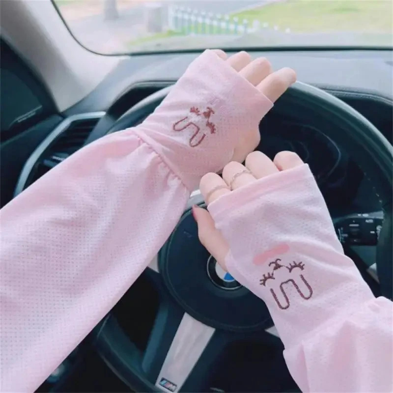 Summer Ice Silk Sun Protection Sleeves Outdoor Driving UV Protection Rabbit Ice Sleeves Loose Arm Protection Sleeves 250610