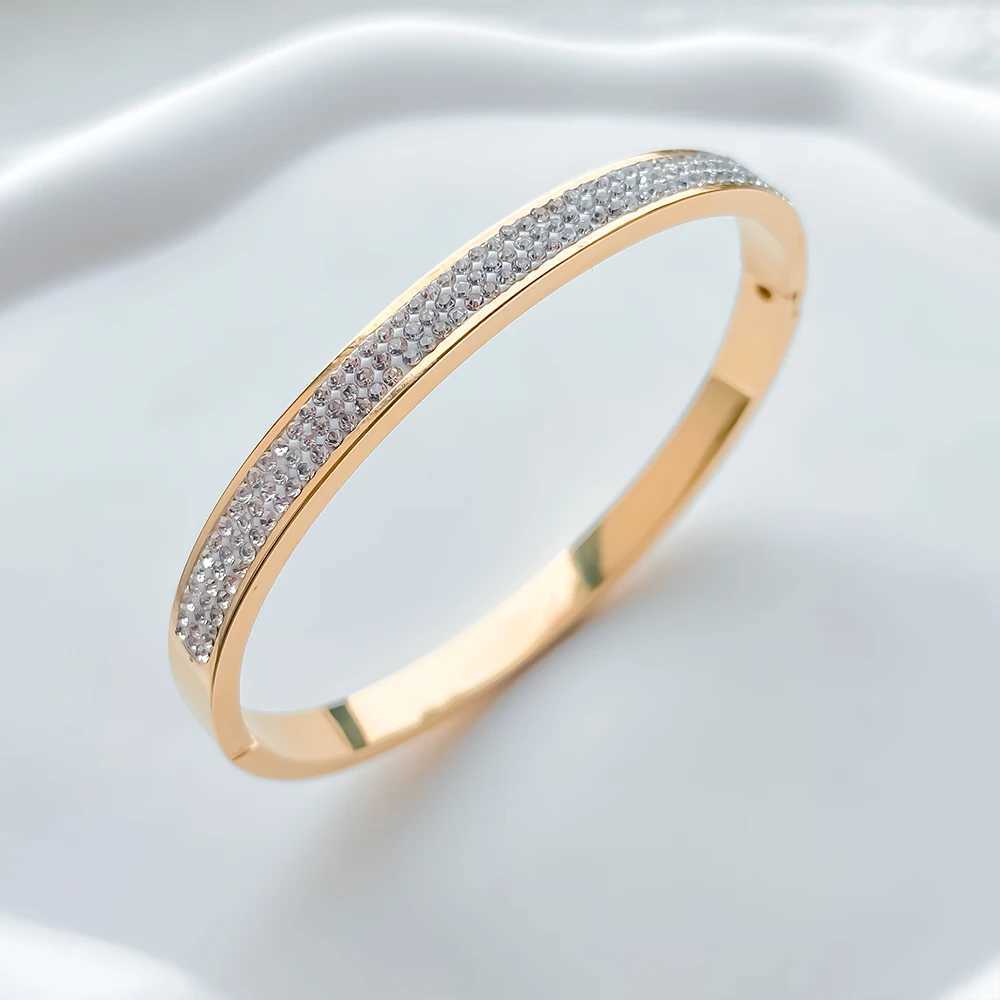 eManco Stainless Steel Gold-Plated Ladies Girls Trend Waterproof Jewelry Luxury Rhinestone Bangle Factory Direct Z250616