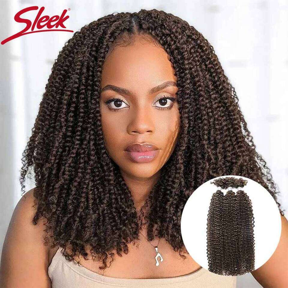 Sleek Twist Crochet Braiding 100% hair Bundles Curly Human Bulks synthetic hair QVR 3 PCS Afro Kinky V Bulk Hair for