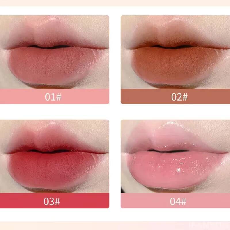 Cute Lipgloss Matte Velvet Gloss Long Lasting Waterproof Lipstick Moisturizing Lip Makeup tint Korean Cosmetics NEW happy