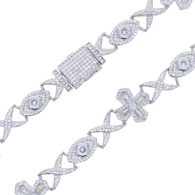 Hip Hop Classic Cross Pendant Necklace with Cross Eye Chain 5A Zircon Religious Jewelry