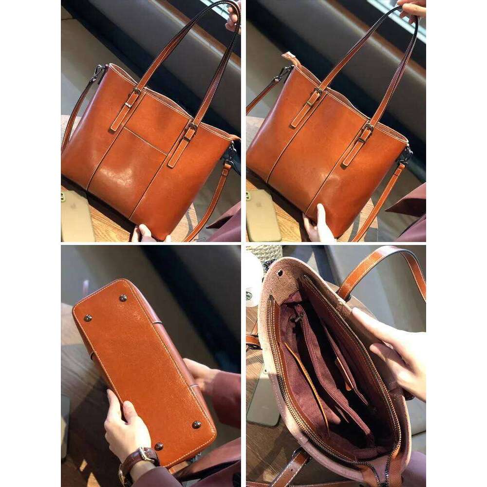 Designer bag 52 woman Shoulder soft leather large capacity square tote Vintage Fashionable cowhide Handbag Shopping crossbody bag