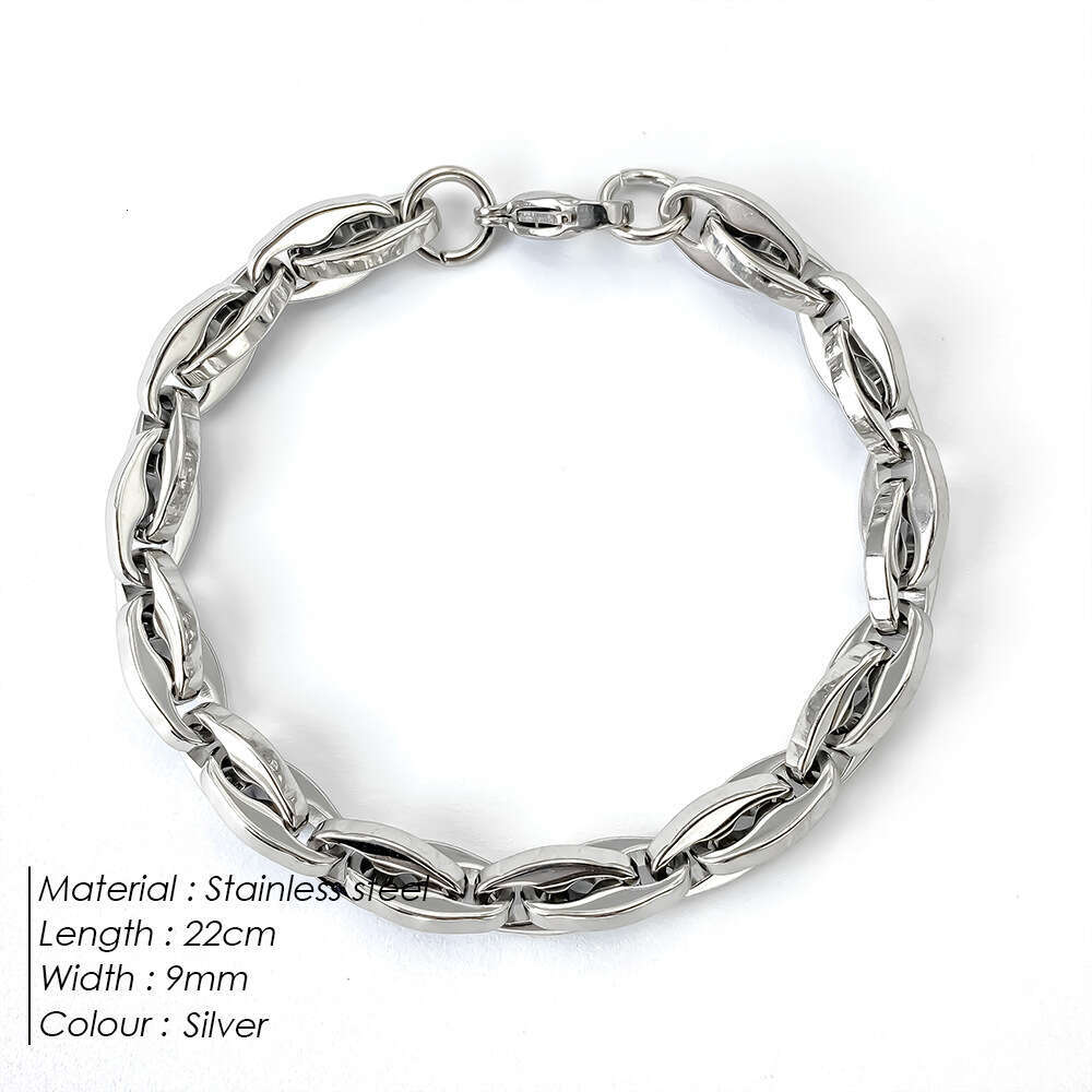 eManco Fashion Personality Simple Double Buckle Rhombus Trendy Hip-Hop Vacuum Plated Bracelet