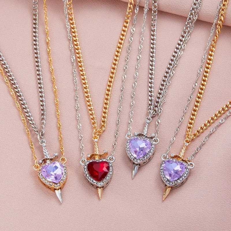 New Arrival Creative Heart and Sword Couple Necklace Collarbone Chain Sword Necklace Fashion Accessories for Women Couple Gift Jewelry V250616