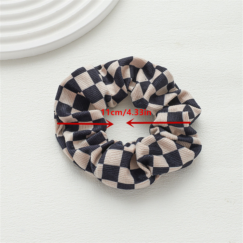 The new meta-colour system retro checkerboard grid hair rope fabric sausage ring headband simple trend hair accessories