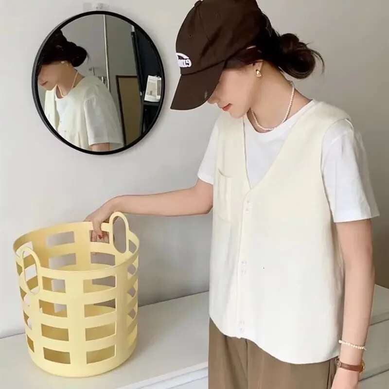 Apricot V-neck Womens Sweater Winter Button Grey Knit Tops for Woman Vest Jersey Economics Tall Streetwear Korean Fashion 2024