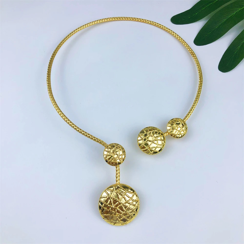 Gold Plated Jewelry Set Classic n Round Bead Necklace Earring Bracelet And Ring Party Jewelry 250609