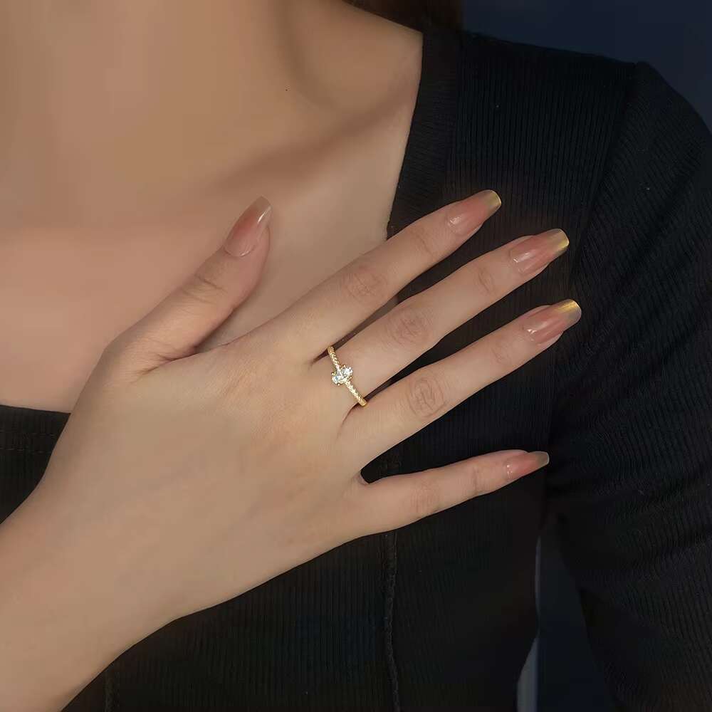 Pass Tester Promise Ring 925 Sterling Silver Cute Oval 0.5CT VVS1 Moissanite Diamond Engagement Proposal Shiny Wedding Bands