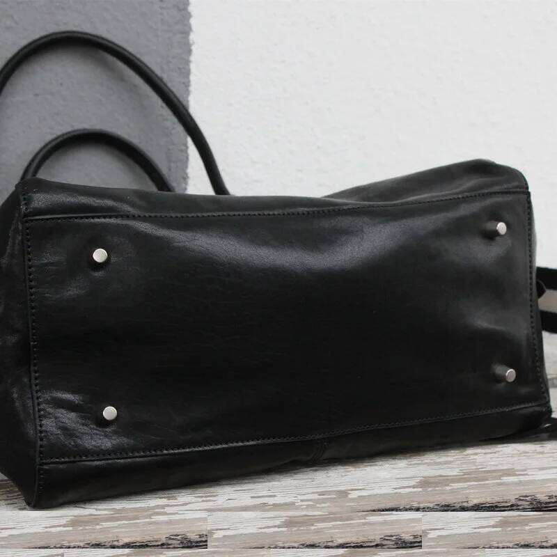 High Quality Large Tote For Women Genuine Vegetable Tanned Cowhide Leather Shoulder Bag Spacious Retro Office Handbag