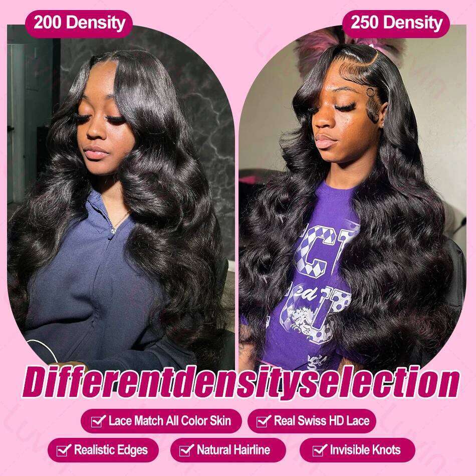 Luvin 250% 6x6 Closure Body Wave Glueless Human Hair 13x6 HD Frontal Wig Brazilian Transparent 13x4 Lace Front Wigs