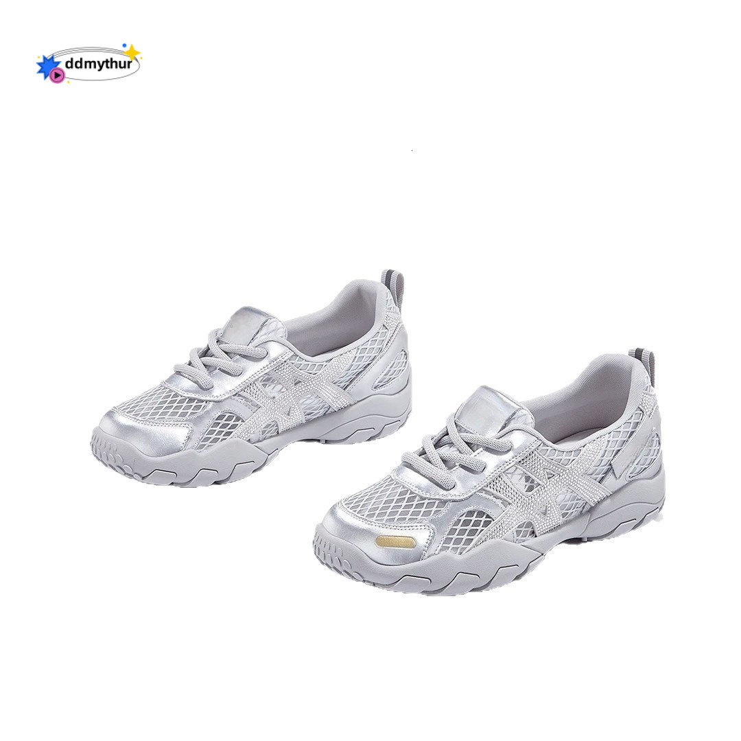 Thick-Soled Mesh Breathable German Training for Women 2025 New Fashion Rhinestone Comfortable Lightweight Sports Casual Hiking Shoes ddmythur