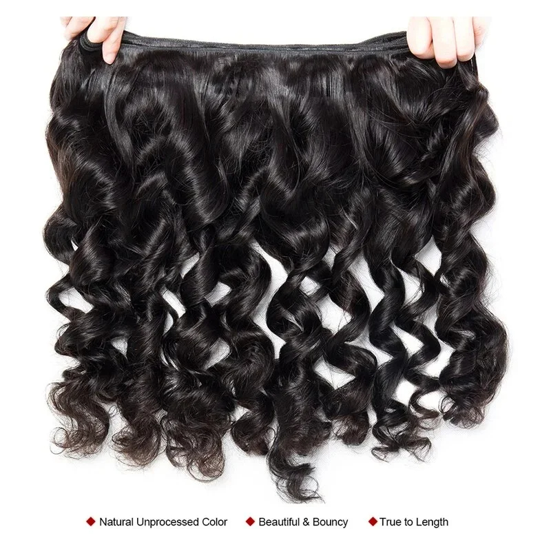 Human Hair Bundles Loose Wave 3 Bundles Pre Pack 100g 100% Unprocessed Brazilian Vrigin Hair Loose Wave Bundles for Black Women Hair Natural Color Wea